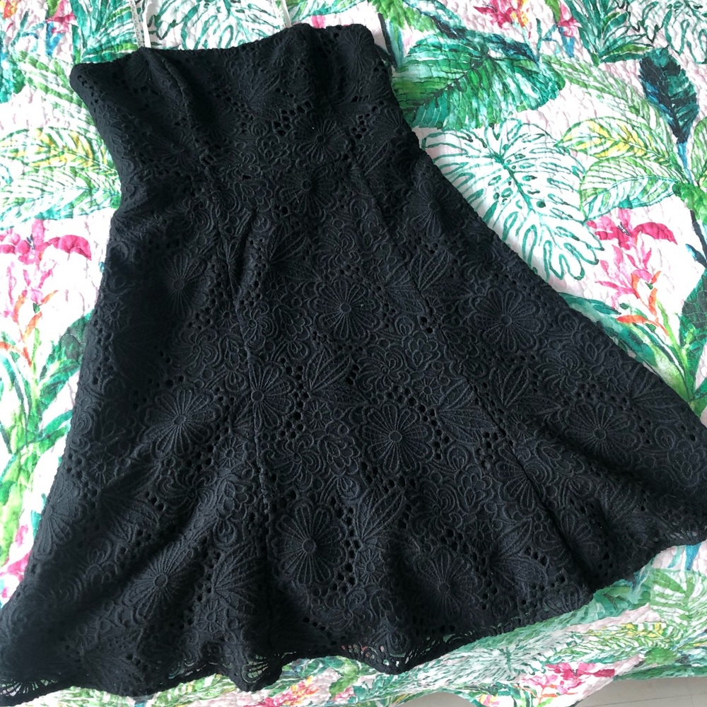 Lilly Pulitzer Black Lace Strapless Mini Dress